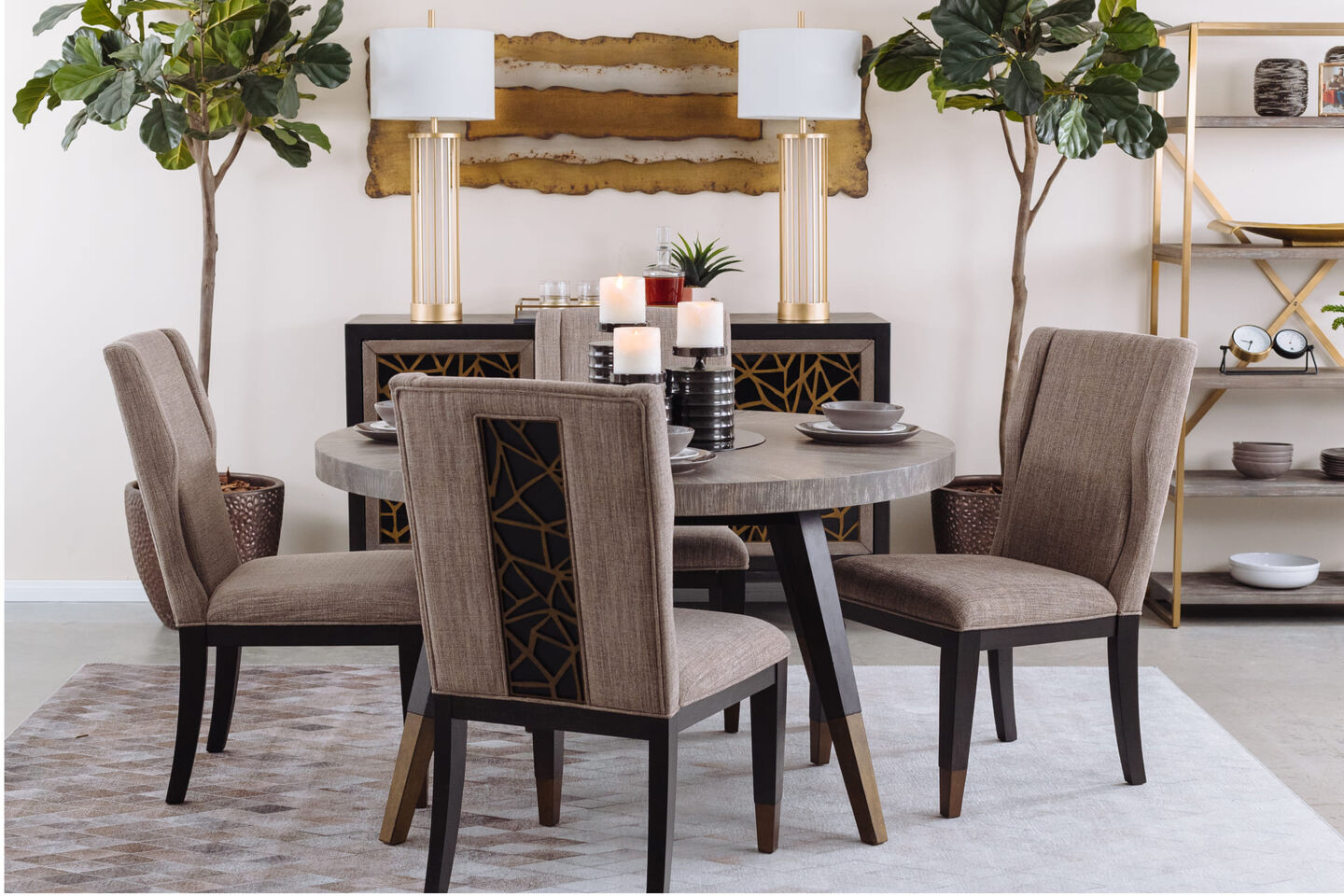 Magnussen Home Ryker Dining Set in Modern Glam Dining Room